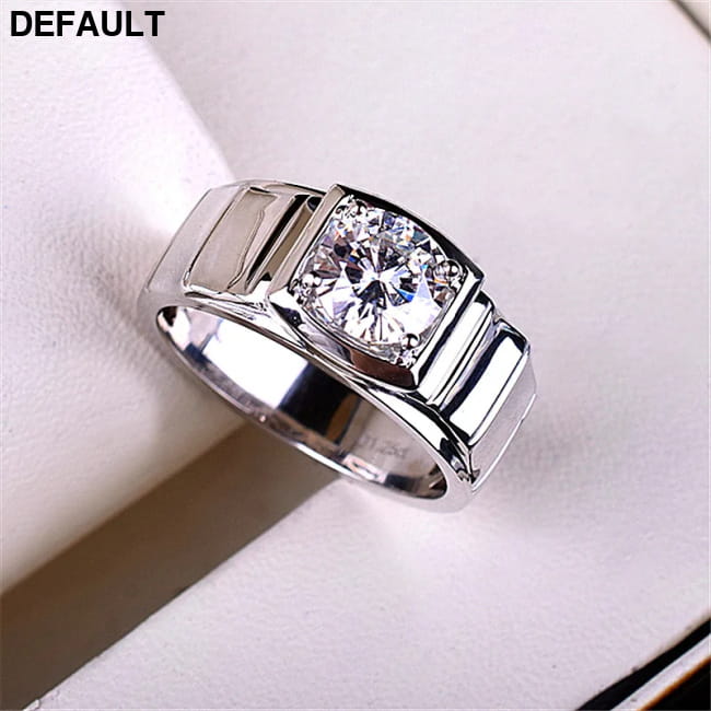Imitation Mosan Diamond Resizable Men’s Ring Plated / White Golden Men Rings