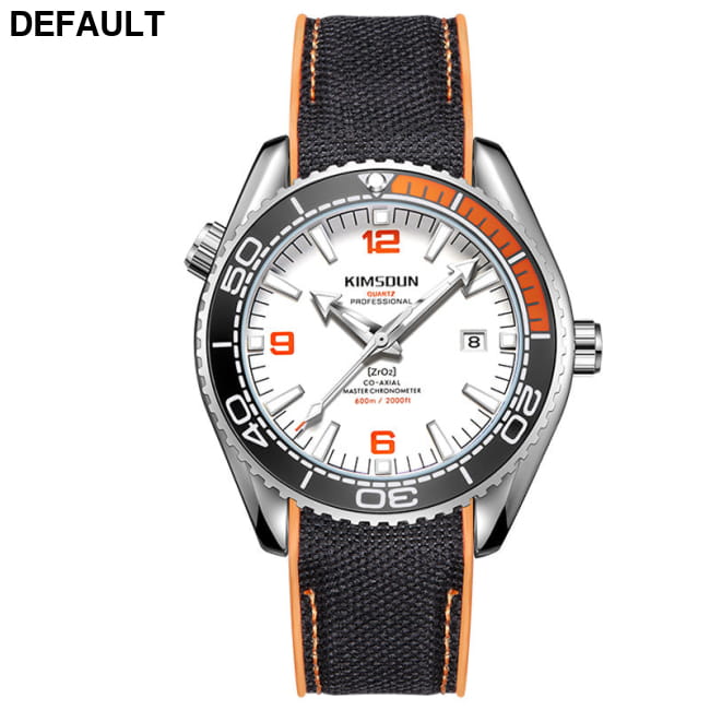 Kingston high-grade watch quartz luminous waterproof Silver shell orange ring white face tape / CN Men Sport Watches
