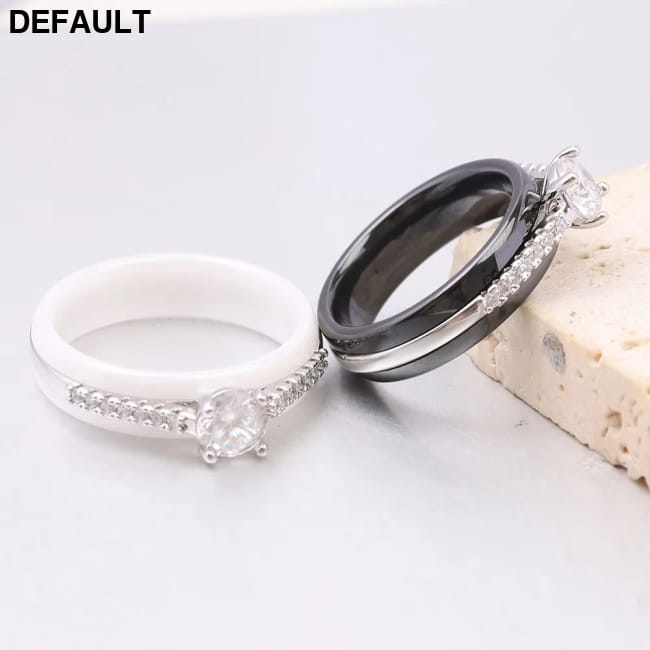 Kolmnsta 6mm Sparkling 4 Claws Round Zircon Ceramic Rings Wedding Best Selling Products