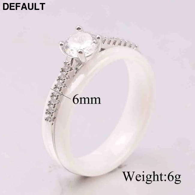 Kolmnsta 6mm Sparkling 4 Claws Round Zircon Ceramic Rings Wedding Best Selling Products