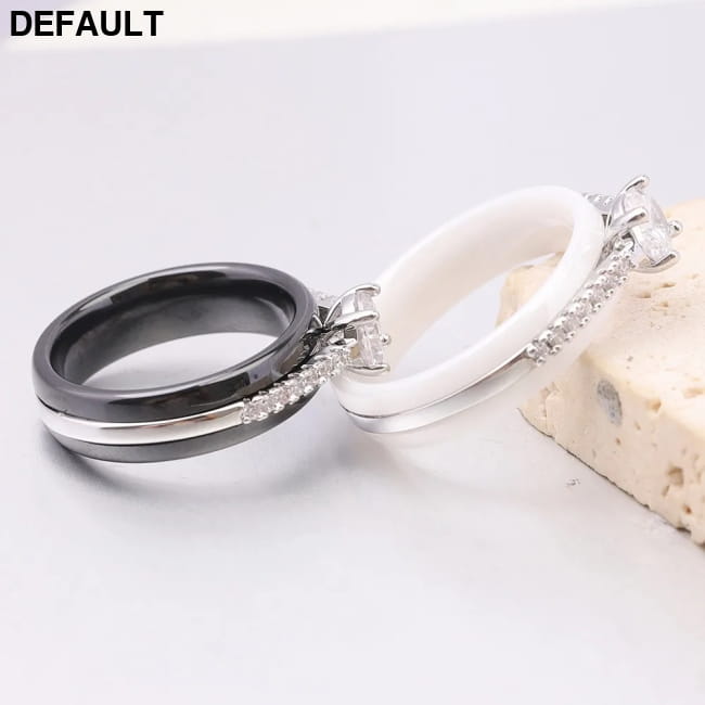 Kolmnsta 6mm Sparkling 4 Claws Round Zircon Ceramic Rings Wedding Best Selling Products