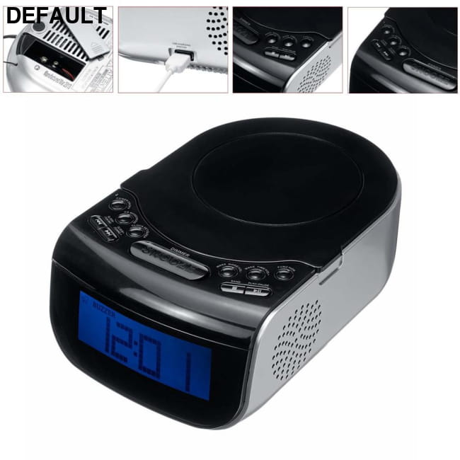 LCD Digital Alarm Dual Speakers Radio CD Music Player Black / 220V US Portable Players Electronics