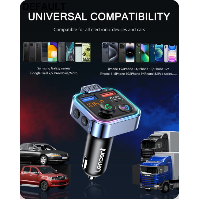 LENCENT Bluetooth 5.3 FM Transmitter with Type C PD 30W & BT23R PD30W Transmitters