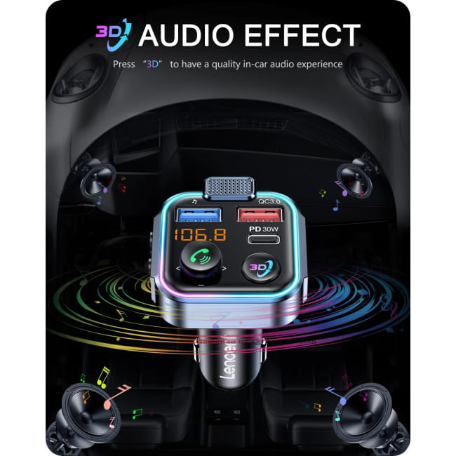 LENCENT Bluetooth 5.3 FM Transmitter with Type C PD 30W & BT23R PD30W Transmitters