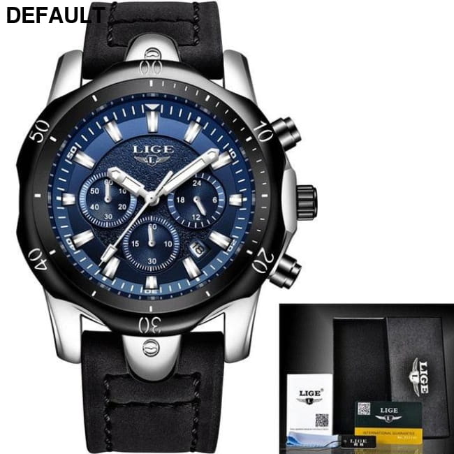 LIGE Blue Watch Silver Men Sport Watches