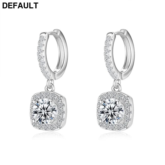 Luxury Solid Platinum PT950 Women’s moissanite diamond WHITE Sterling Silver Earrings