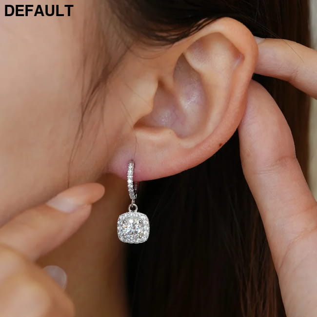 Luxury Solid Platinum PT950 Women’s moissanite diamond WHITE Sterling Silver Earrings