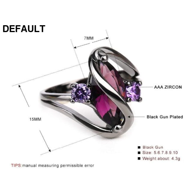Luxury Vintage Purple Zircon Crystal Colorful Rings Sterling Silver