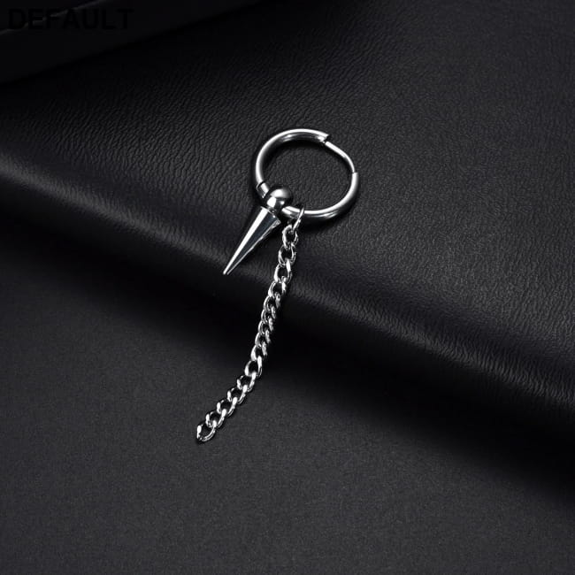 Men Retro Black Long Tassel Chain Punk Earrings Hiphop