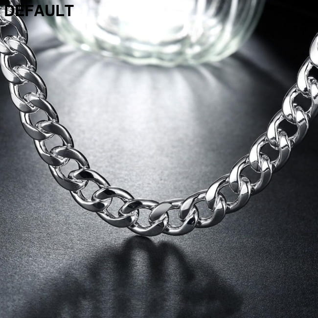 Men’s 24 ’’ 60cm 10mm N925 Sterling Silver color Necklace 50cm Men Necklaces
