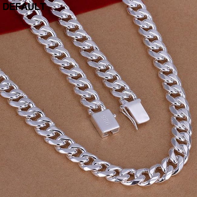 Men’s 24 ’’ 60cm 10mm N925 Sterling Silver color Necklace Men Necklaces
