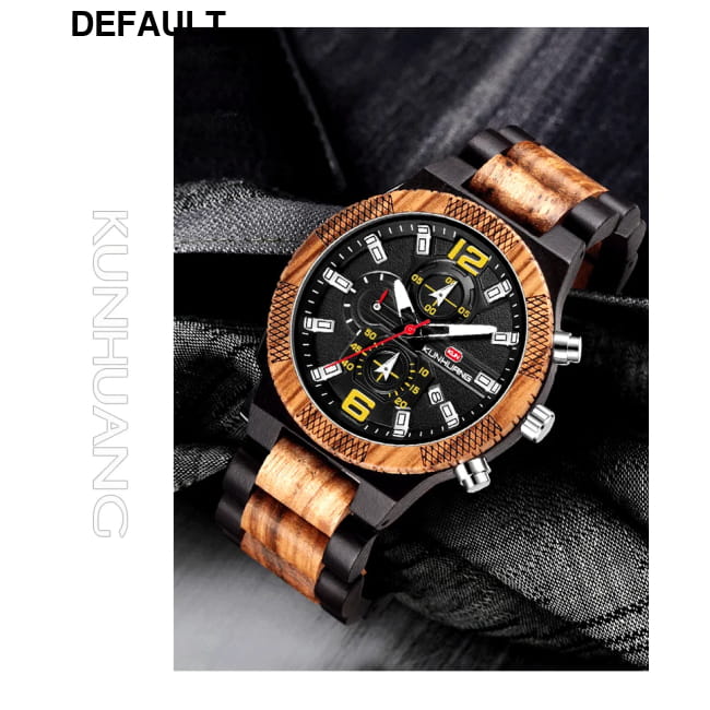 Men’s Wood Watches Luxury Luminous Multi-function Wooden Black yellow Men Sport Best Selling Products