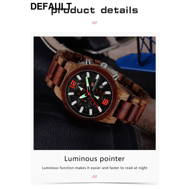 Men’s Wood Watches Luxury Luminous Multi-function Wooden Black yellow Men Sport Best Selling Products