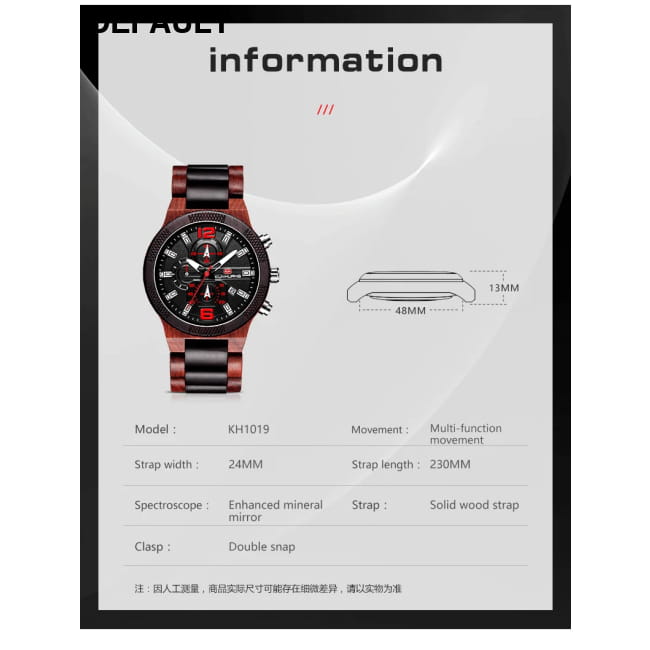 Men’s Wood Watches Luxury Luminous Multi-function Wooden Black yellow Men Sport Best Selling Products