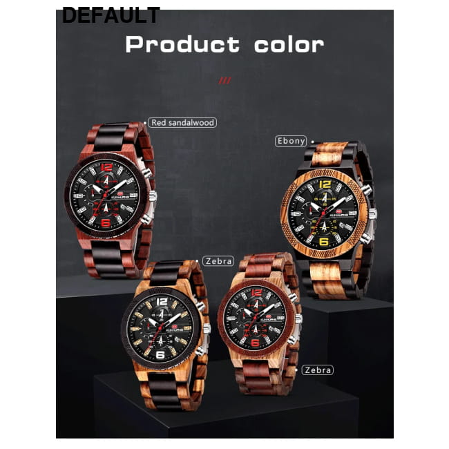 Men’s Wood Watches Luxury Luminous Multi-function Wooden Black yellow Men Sport Best Selling Products