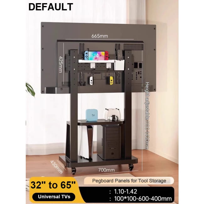 Mobile TV Stand for 32-86” TVs,Tilt Cart Holds up to 220 GRAY Home Stands & Monitor Mounts