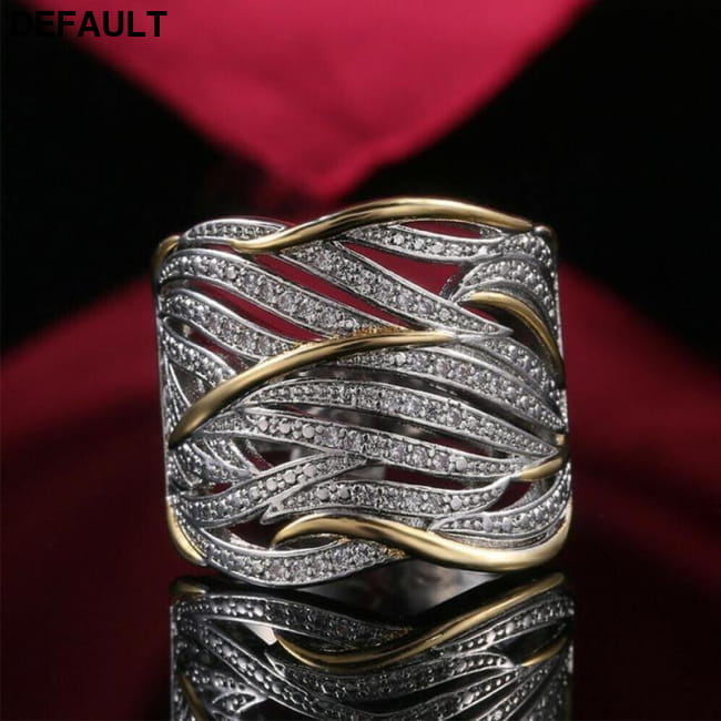 Multi-layer Gold Two-tone Ring High Quality Simulation Sterling Silver Rings