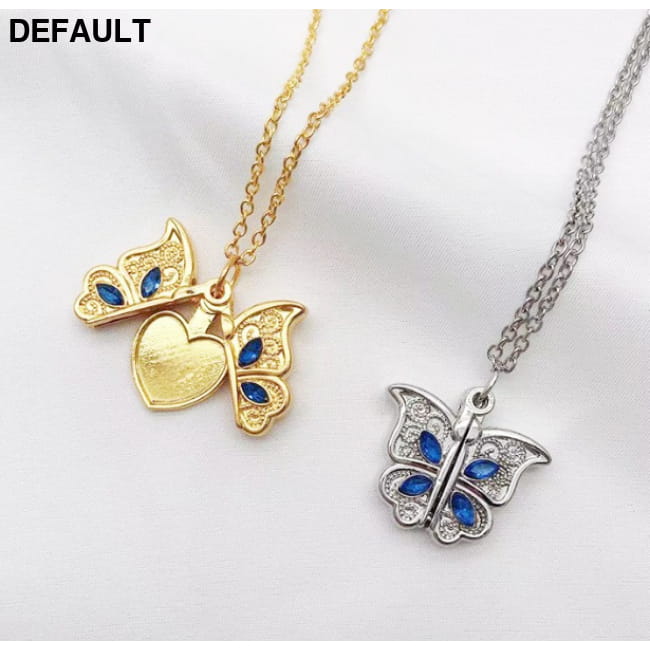 New diamond butterfly heart necklace for women openable Gold (Photo Album Version) Sterling Silver Necklaces Jewelry