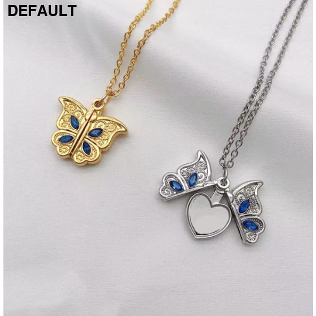 New diamond butterfly heart necklace for women openable Silver (Photo Album Version) Sterling Necklaces Jewelry