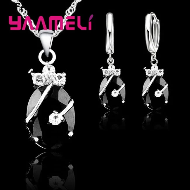 New Fashion Vintage Jewelry Sets For Women 925 Sterling Black Silver Necklace Necklaces