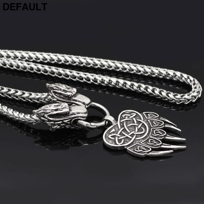 Nordic Viking Guardian Totem Bear Claw Titanium Steel Men’s Men Necklaces Sterling Silver