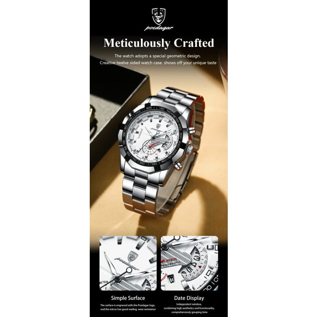 POEDAGAR Business Military Men Clock Waterproof Luminous Quartz Watches Best Selling Products