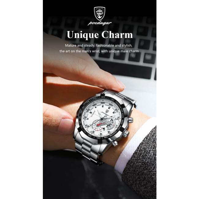 POEDAGAR Business Military Men Clock Waterproof Luminous Quartz Watches Best Selling Products