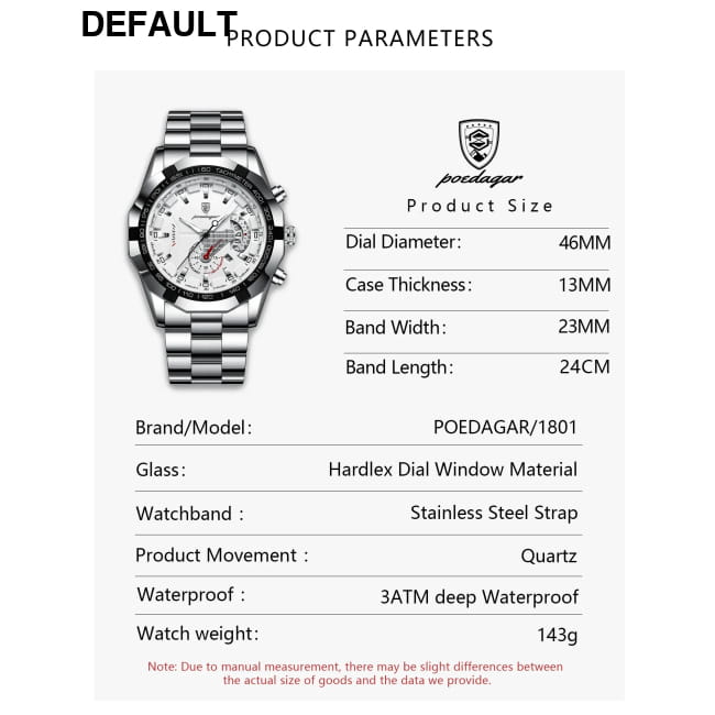 POEDAGAR Business Military Men Clock Waterproof Luminous Quartz Watches Best Selling Products