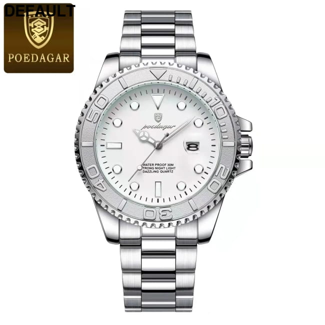 POEDAGAR Luxury Business Men Watch Waterproof Luminous Date 680 Silver White Quartz Watches Best Selling Products