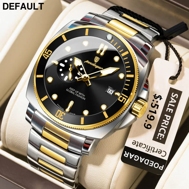 Poedagar Luxury Sports Man Wristwatch Luminous Waterproof Date Watch 873 Gold Black Men Quartz Watches Best Selling