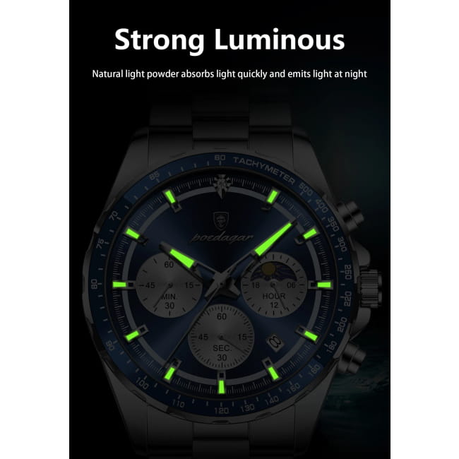POEDAGAR Original Men Clock Sports Waterproof Luminous Sport Watches