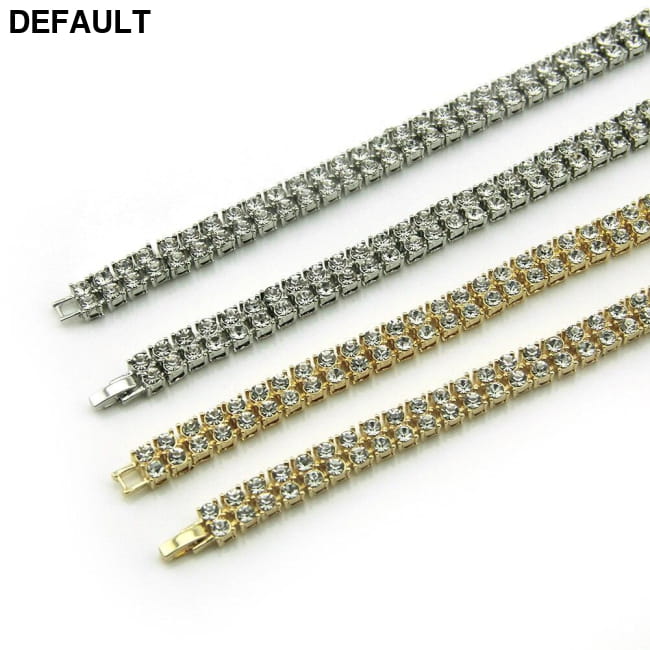 Popular Men’s Hip-hop Double Row Diamond Alloy Chain Full Men Necklaces Sterling Silver