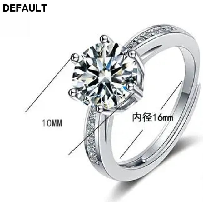 Real 3 Carat Moissanite Wedding Ring for Women 925 Sterling resizable Rings Silver