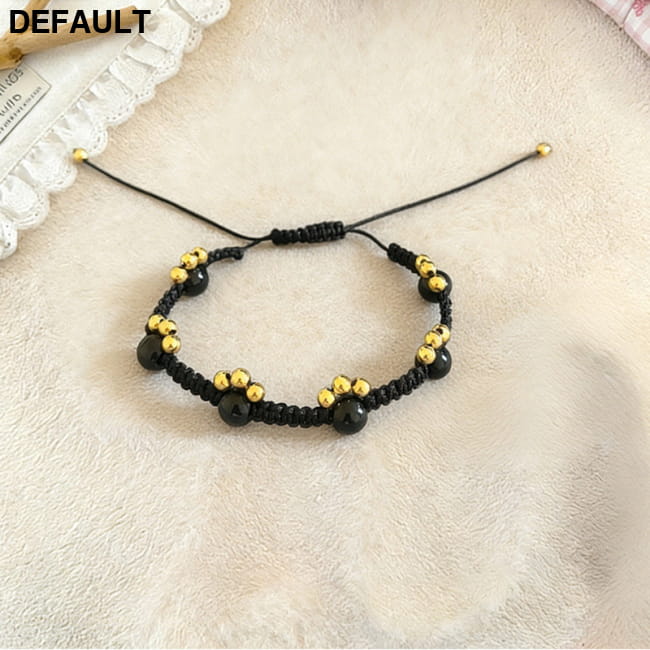 Retro Cat Claw Beaded Braided Bracelet For Women Black Sterling Silver Bracelets