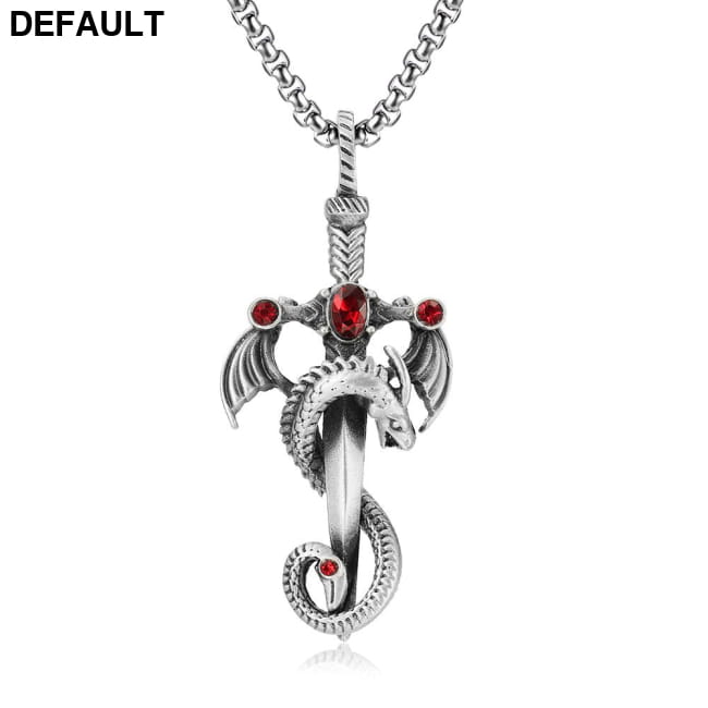 Retro Dragon Sword Tianzun Pendant Titanium Steel Necklace N744 / CN Necklaces Sterling Silver