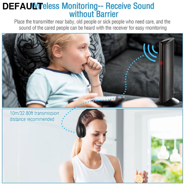 RF headphones with transmitter Black / US Wireless Headsets
