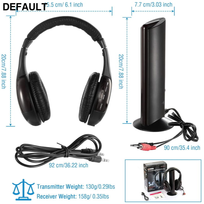 RF headphones with transmitter Black / US Wireless Headsets