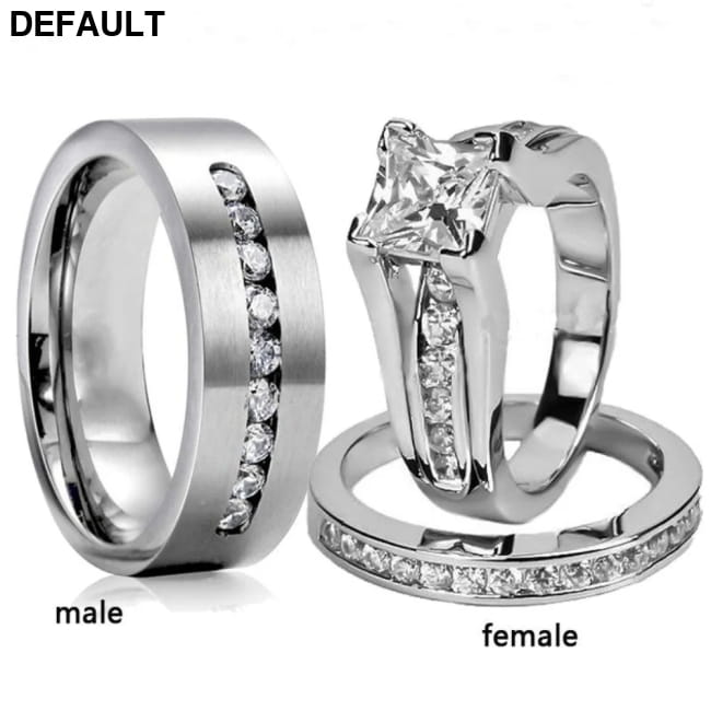 Romantic Zircon Couple Rings Stainless Steel Men’s Ring Wedding Best Selling Products