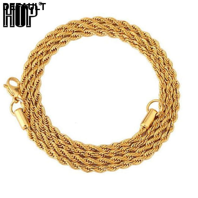 Rope Chain Width 3mm Gold Silver Stainless Steel Necklace Men Necklaces