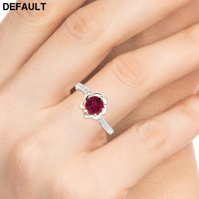 Rose Gold Flower Ring Set Sterling Silver Rings