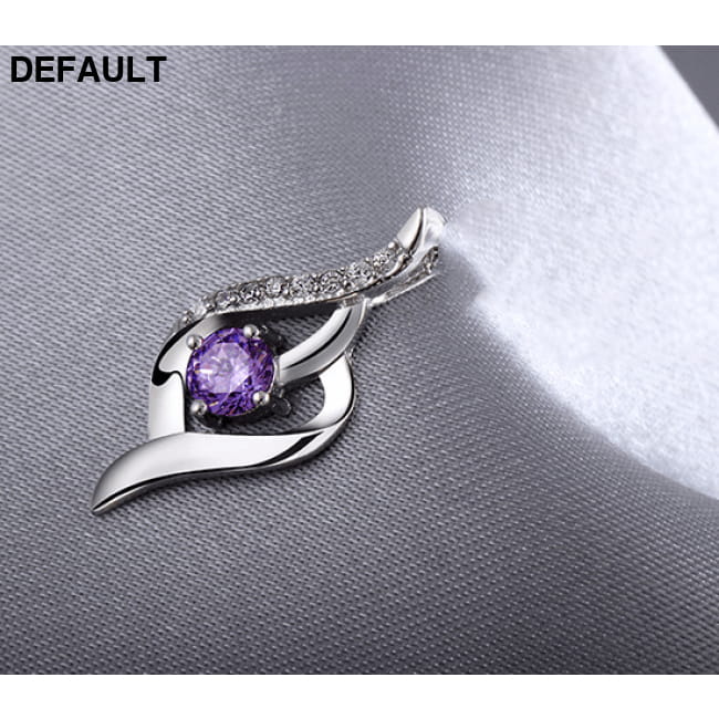 S925 Sterling Silver Necklace Pendant inlaid love Korean Purple Rings