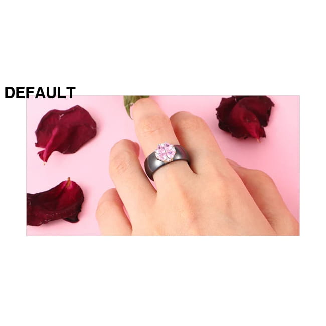 S925 Sterling Silver Pink Flower Cubic Zirconia Ceramic Ring Wedding Rings Best Selling Products