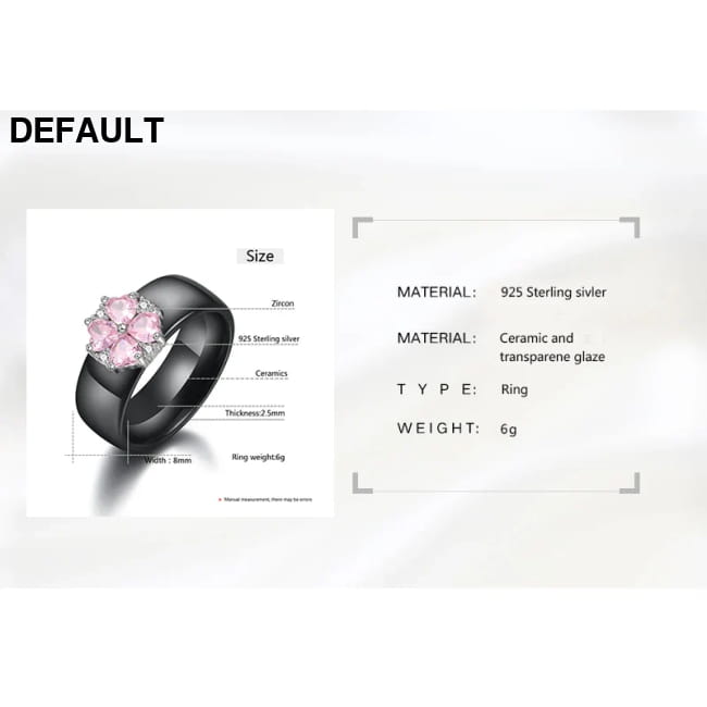 S925 Sterling Silver Pink Flower Cubic Zirconia Ceramic Ring Wedding Rings Best Selling Products