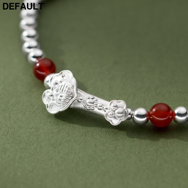 S925 sterling silver safety lock agate bead bracelet Bracelets
