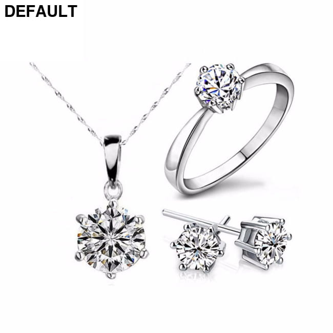 Silver Color Fashion Jewelry Sets Cubic Zircon Statement Sterling Necklace