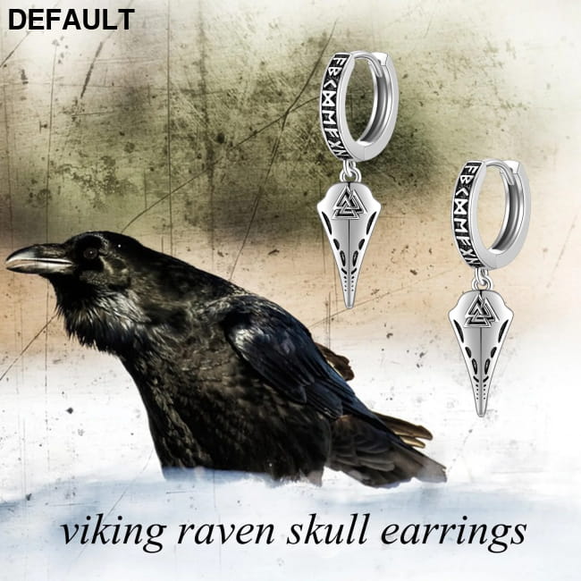 Silver Viking Rune Earrings Nordic Crow Jewelry Gift / CHINA Men Speakers