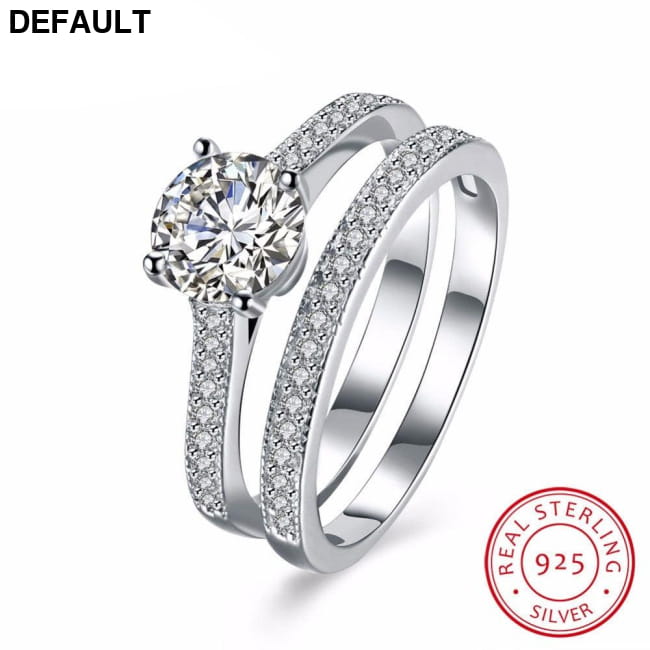 Solid 925 Sterling Silver Ring Sets Engagement Jewelry Wedding Rings