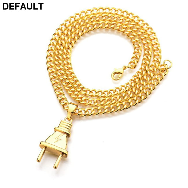 Stainless Steel Men Women Electric Plug Pendant Necklace Necklaces Sterling Silver