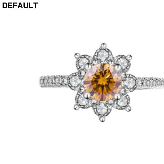 Sterling Silver 925 Moissanite Ring Female Flower Diamond 2carat champagne / Port 10 Yards Rings