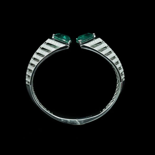 Sterling Silver Gold-Plated Carbon Diamond Synthetic Cuff Bracelet green / Platinum Plated Men Bracelets